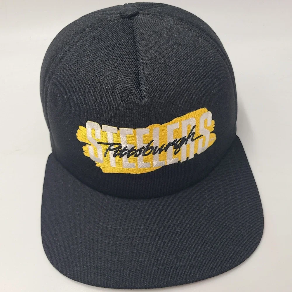 Vintage Pittsburgh Steelers Hat Snapback New Era Black Yellow NFL Foam USA Men